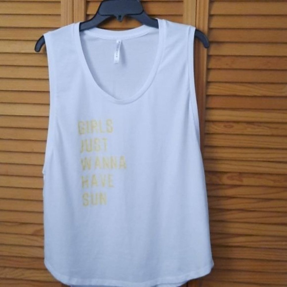 Fabletics White Graphic TShirt Size Large